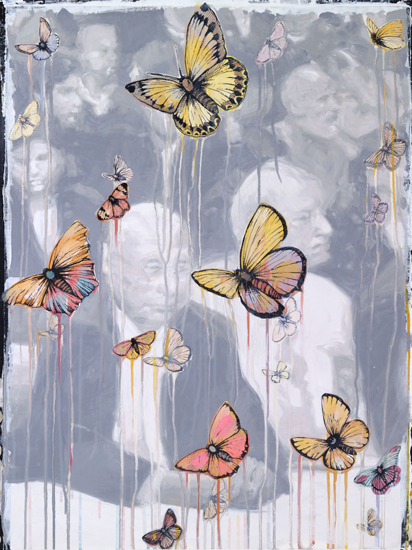 Bored-Meeting-Migration-2009-Oil-Acryllic-Vellum-and-Ink-on-Paper-22-x-30-inches