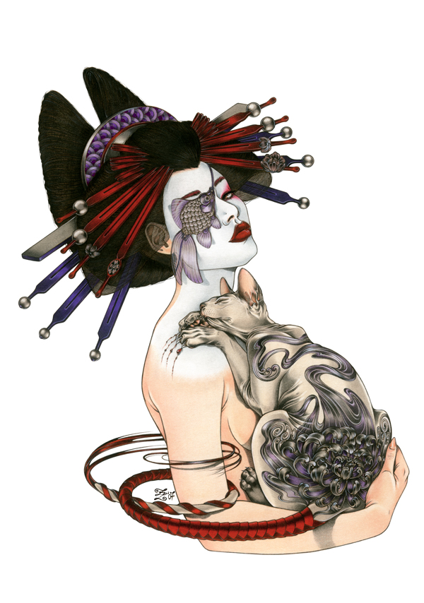 zoe_Geisha_with_tattooed_Cat