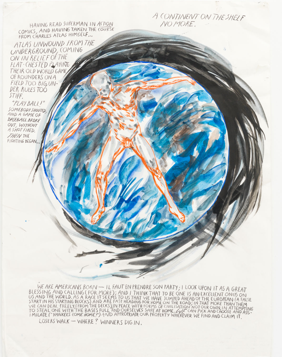 "No Title (Having read superman)," Pen and ink on paper, 2003. Courtesy David Zwirner New York/London