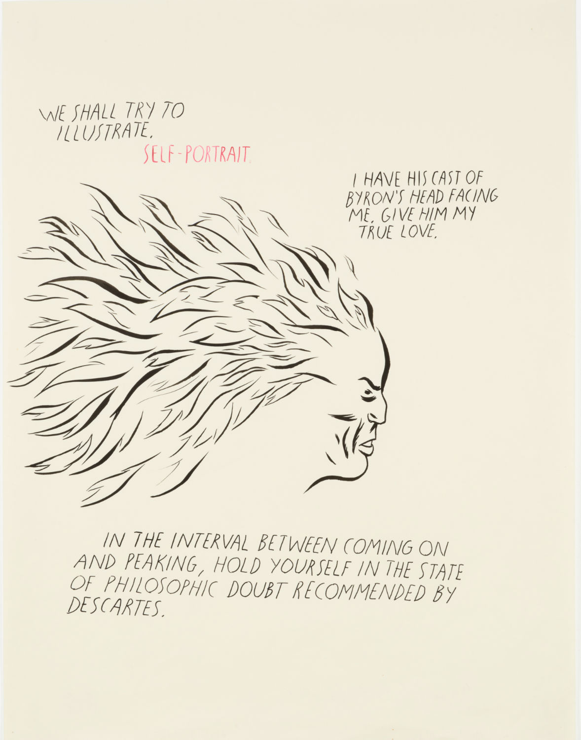 "No Title (We shall try to)," Pen and ink on paper, 1991. Courtesy David Zwirner New York/London
