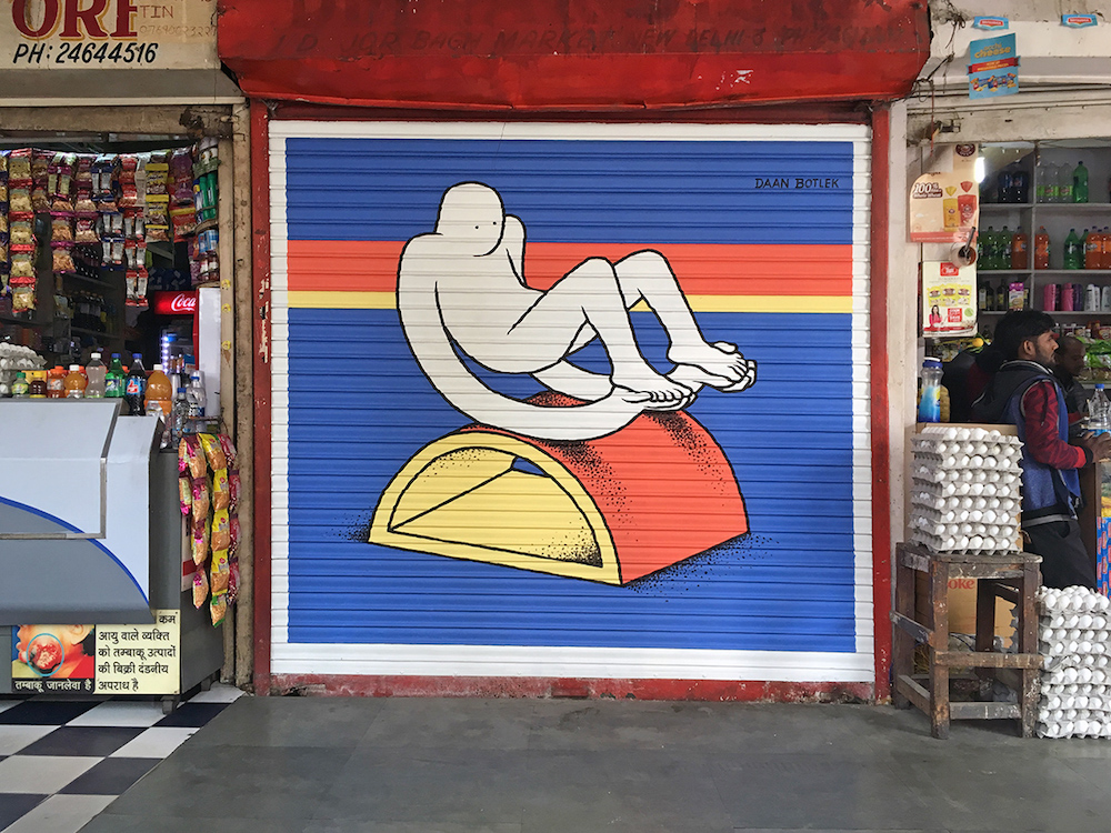 First Shutter Street Art at Jor Bagh market, India for St+art India