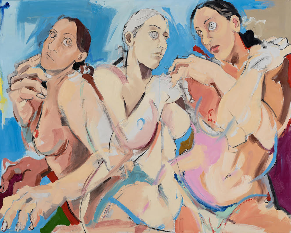 Mujeres V 2022 oil, oil stick on linen 72 x 90 inches