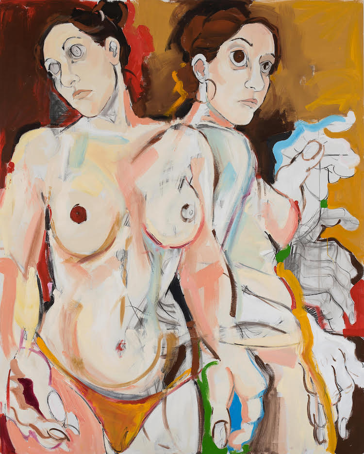 Mujeres VI 2022 oil, oil stick on linen 90 x 72 inches