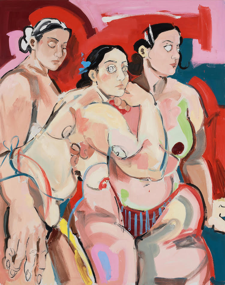 Mujeres VIII 2022 oil, oil stick on linen 90 x 72 inches