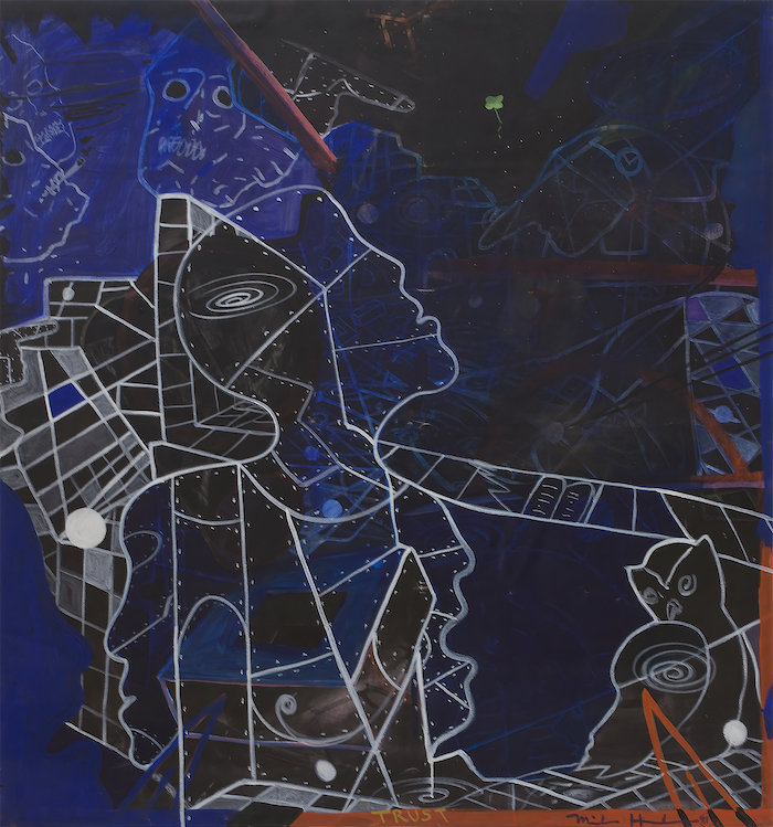 Trust, 1981. Acrylic on canvas, 63 × 59 in. Fine Arts Collection, Jan Shrem and Maria Manetti Shrem Museum of Art. Museum purchase, Gina and John Wasson Acquisition Fund. © Mike Henderson. Courtesy of the artist and Haines Gallery.