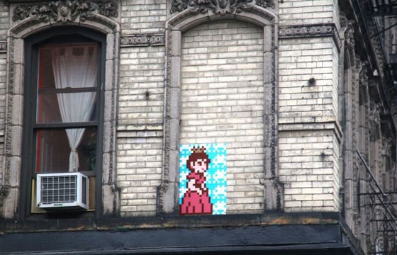 Princess Peach mosaic by Invader
