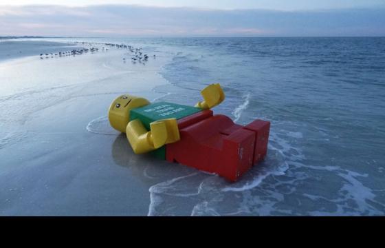 Giant Lego Man Washes Ashore in Siesta Key Village, Florida