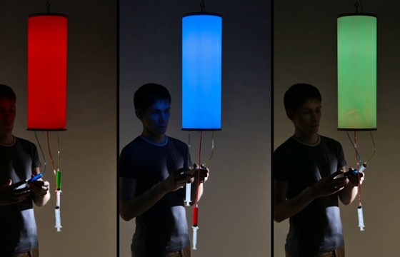 An Interactive Lamp That Changes Color Using Syringes