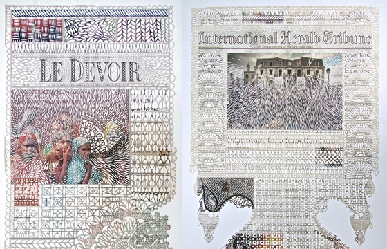 Intricately Cut Newspapers by Myriam Dion