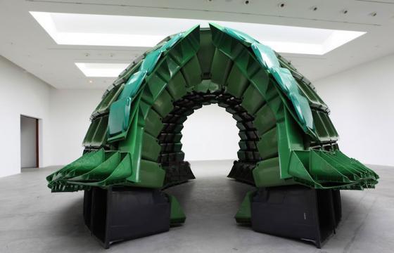 "Carapace," Recycling Bin Art by Brian Junger