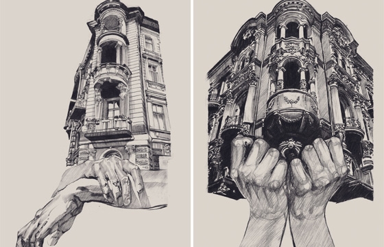 Illustrations of Architecture in Odessa by Dasha Pliska