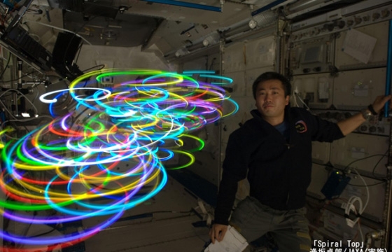 Koichi Wakata Light Paints Aboard the Space Station