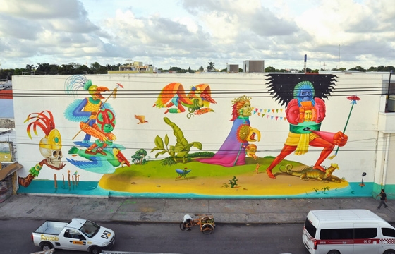 Interesni Kazki paint gigantic detailed mural in Campeche, Mexico