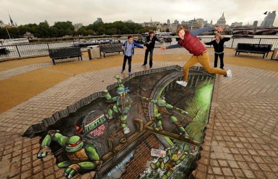 Teenage Mutant Ninja Turtles 3D Street Painting by Joe & Max