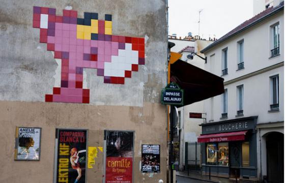 Pink Panther in Paris from Invader