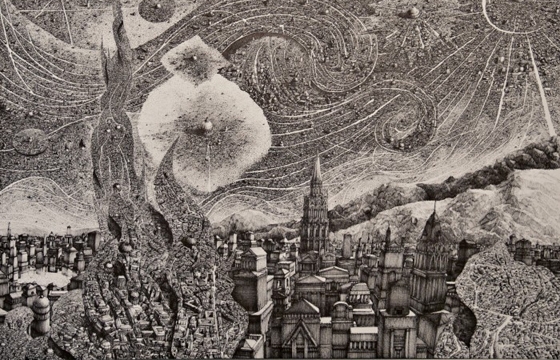 Benjamin Sack Draws Complex Imaginary Cityscapes