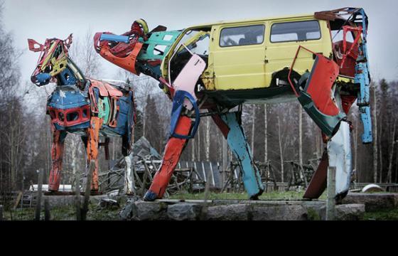 Cows Made Of Recycled Car Parts