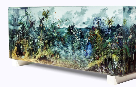 Dustin Yellin "$50,000, Two Parachutes and a Crab's Suit" @ Richard Heller Gallery, LA