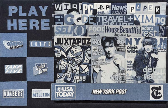 Life-Sized Newsstand Made from Denim by Denimu