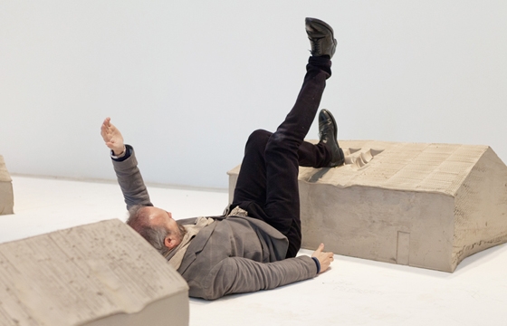 Punched, Stomped, and Crushed Model Buildings by Erwin Wurm