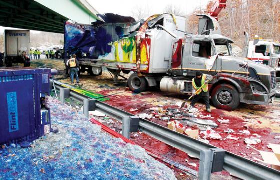 What 160,000 pounds of industrial printer ink looks like on a highway