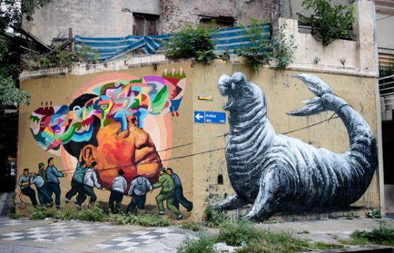 Roa and Ever mural in Buenos Aires, Argentina