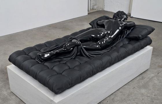Sleeping Hermaphrodite, Black Marble Sculpture by Barry X Ball