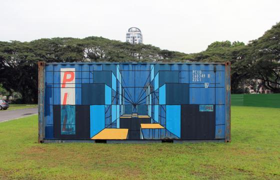 Mary Iverson Paints Container in Singapore