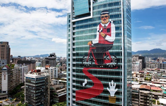 Agostino Iacurci decorates 22-Story high building in Taipei, Taiwan