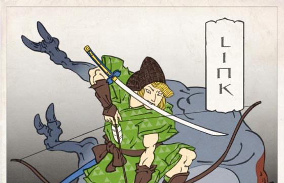 Nintendo Characters in Ukiyo-e Style by Jed Henry