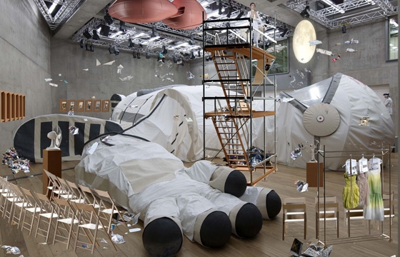 Larger Than Life Space Suit Houses Fashion Show