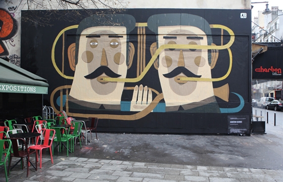 Agostino Lacurci paints Le Mur wall in Paris