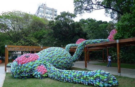 In Street Art: A Monkey Made of Flip-Flops