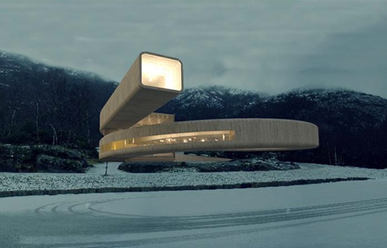 Winding Concrete Cultural Center in Norway