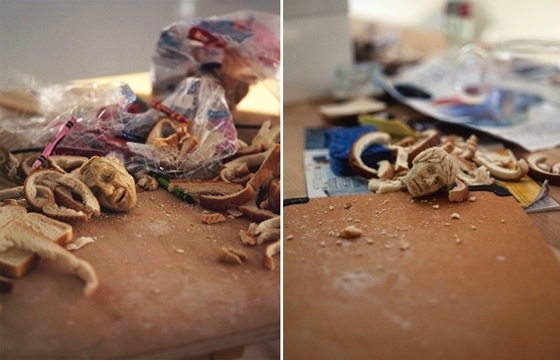 Tiny Heads Sculpted from Wonder Bread