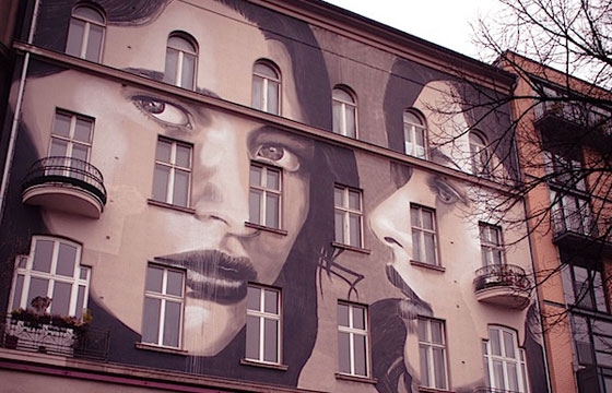 Rone paints three images of a women in Berlin