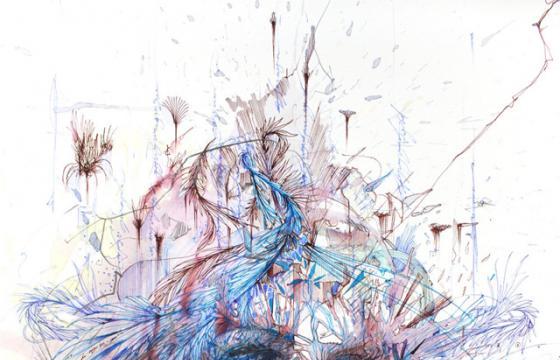 New works with tea, liquor, and coffee by Carne Griffiths