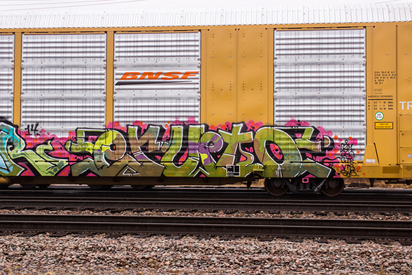 Erupto on a BNSF Autorack