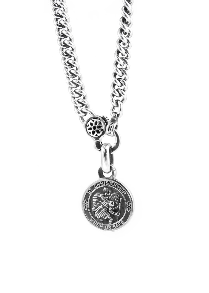 Good Art St Christopher pendant on sterling silver Curb Chain