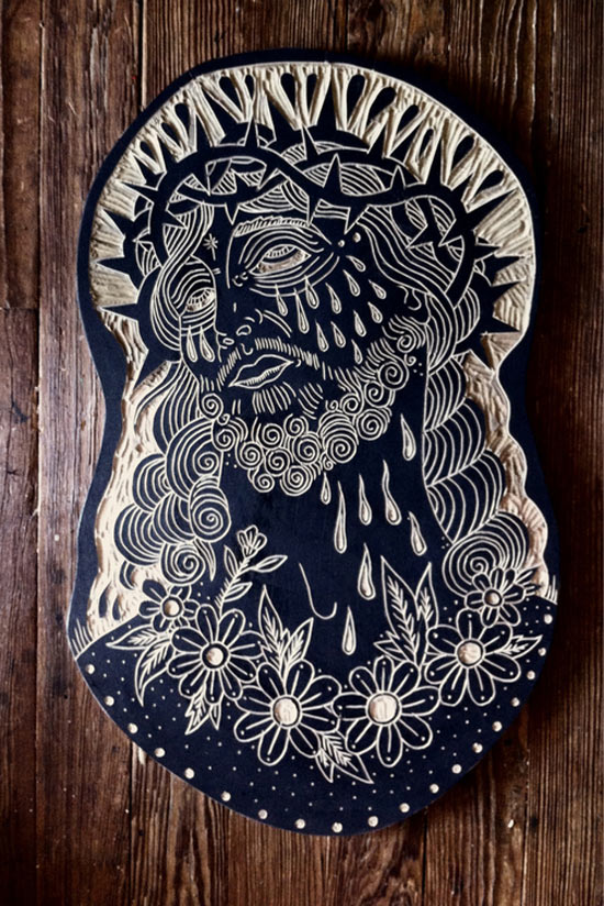 Juxtapoz Magazine - Bryn Perrot: Carved Wood Tattoo Flash Juxtapoz Magazine - Bryn Perrot: Carved Wood Tattoo Flash