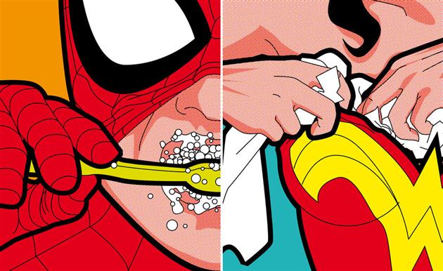 spiderman brushing teeth