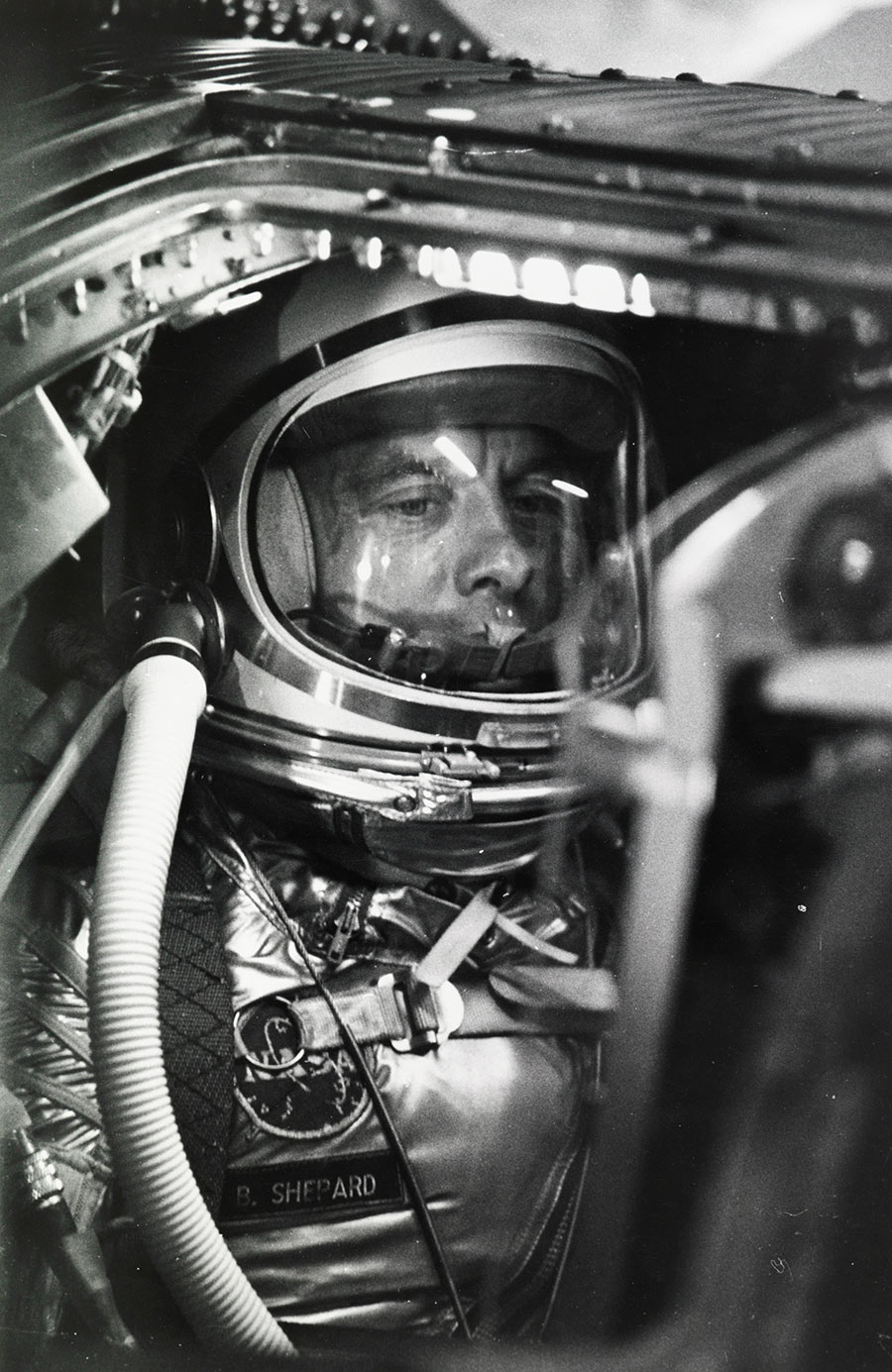 Alan Shepard waits to become the first American in space, Cape Canaveral, 1961. Photograph by NASA