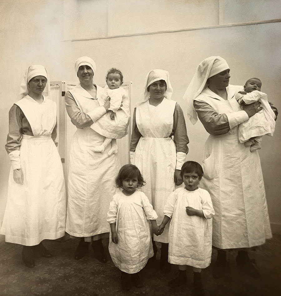 Poor french children in a hospital ward, November 1918. Photograph by H. C. Ellis, National Geographic