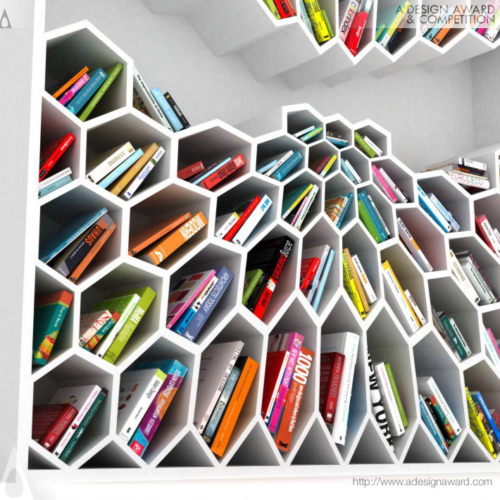 Honeycomb Bookshelf by Seyed Mohammad Mortazavi
