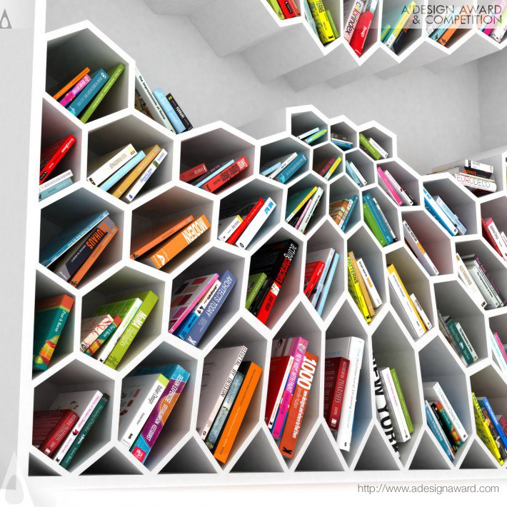Honeycomb Bookshelf by Seyed Mohammad Mortazavi