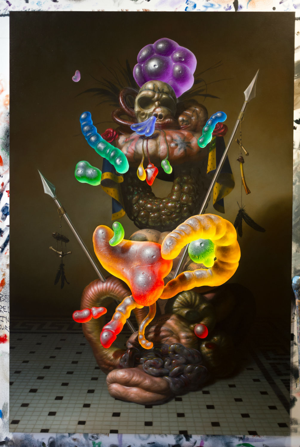 COAT OF ARMS, Oil/Linen, 72x48x1.5", 2016, featured in Juxtapoz x Superflat