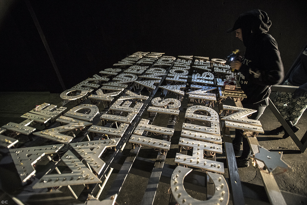 Robert Montgomery installation in process