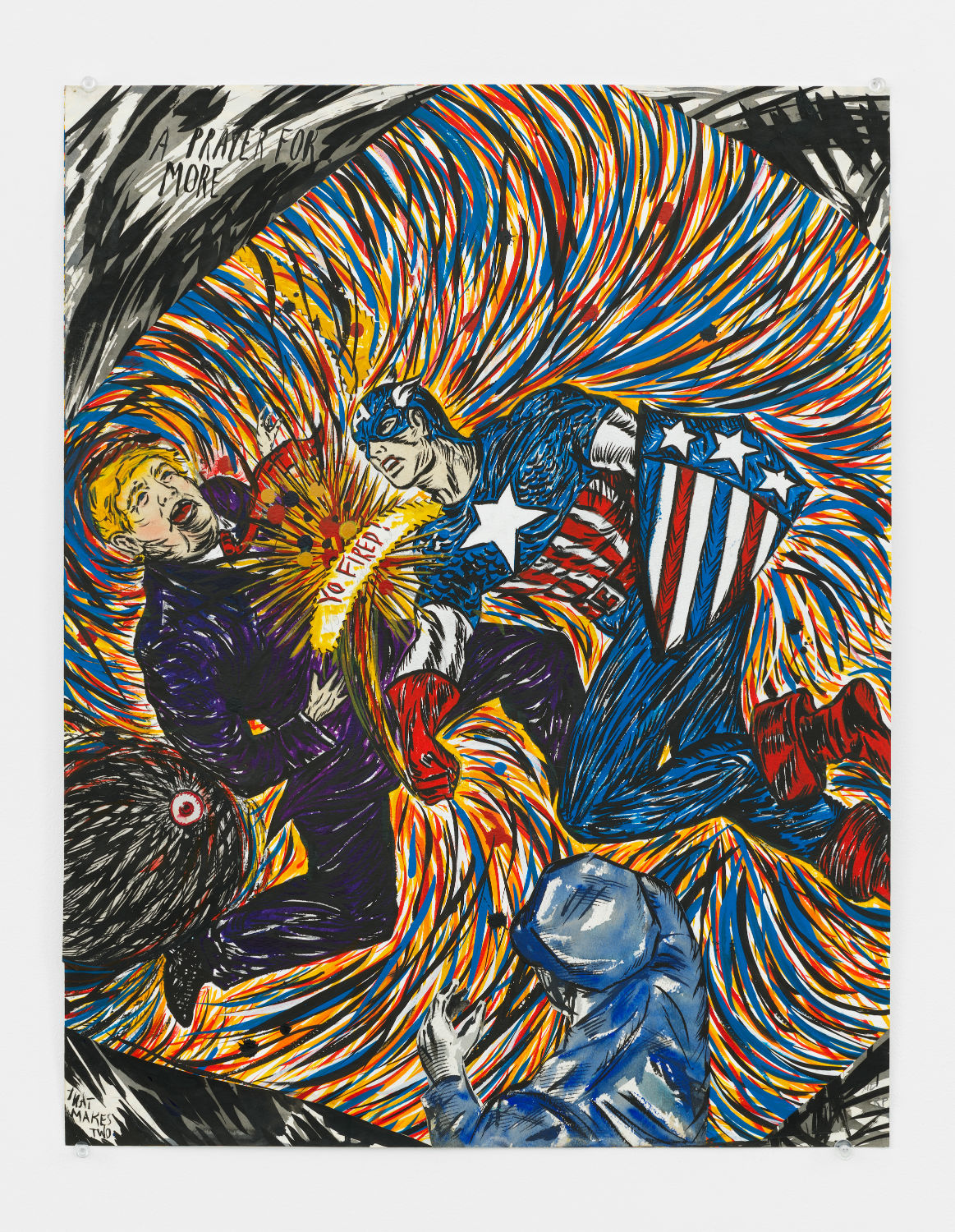 Marcel Dzama and Raymond Pettibon "Making Captain America great again (or Yo Fired!)" 
