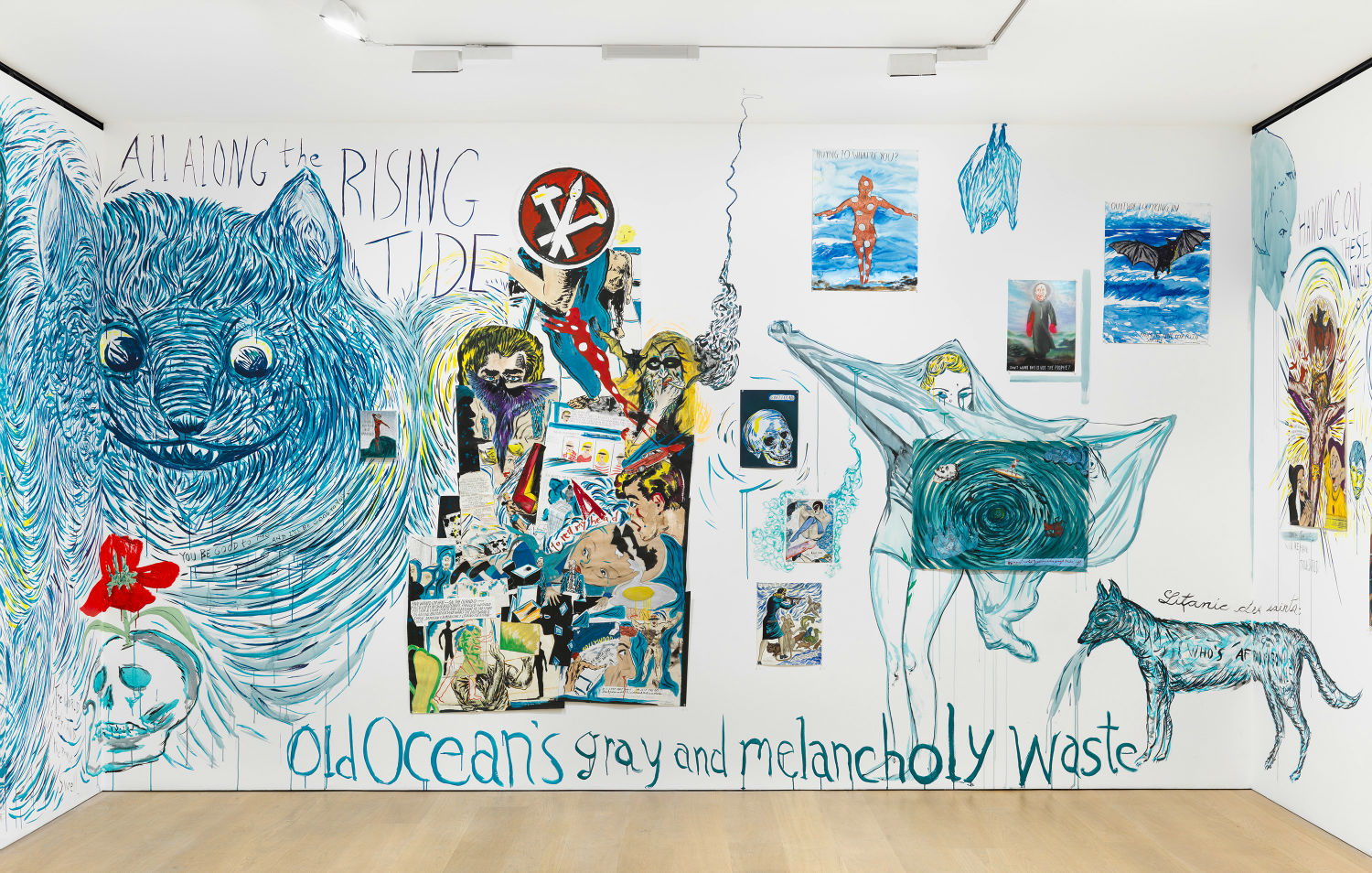 Marcel Dzama and Raymond Pettibon "Let us compare mythologies" Installation at David Zwirner, London