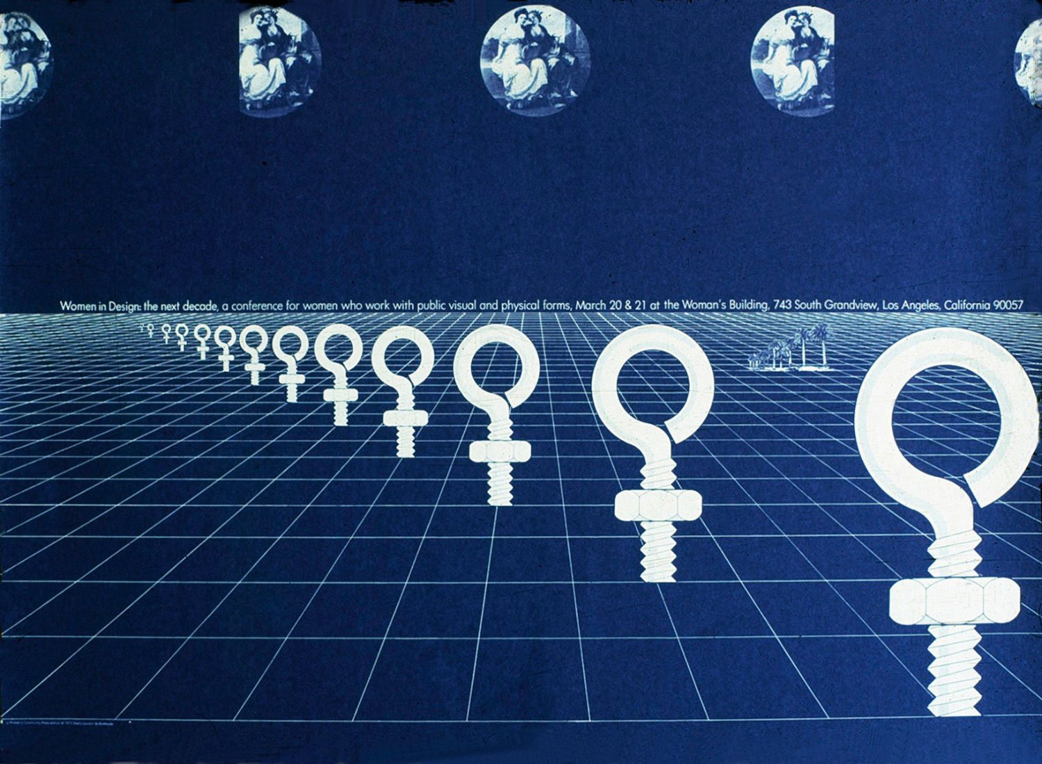 Sheila Levrant de Bretteville: Women in Design: The Next Decade, 1975; poster, diazo printed and cut; 15 1⁄4 x 21 in.; courtesy Sheila Levrant de Bretteville.